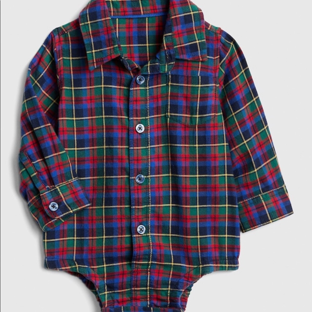 NWT 6-12M Baby GAP Flannel Long Sleeve Bodysuit